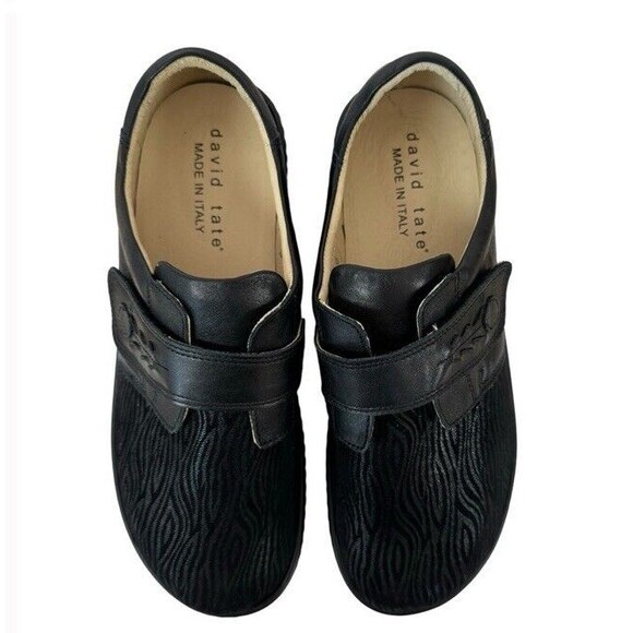 David Tate Evita Leather Fabric Hook & Loop Comfort Shoes Black Soft Size 9 New - Picture 3 of 8